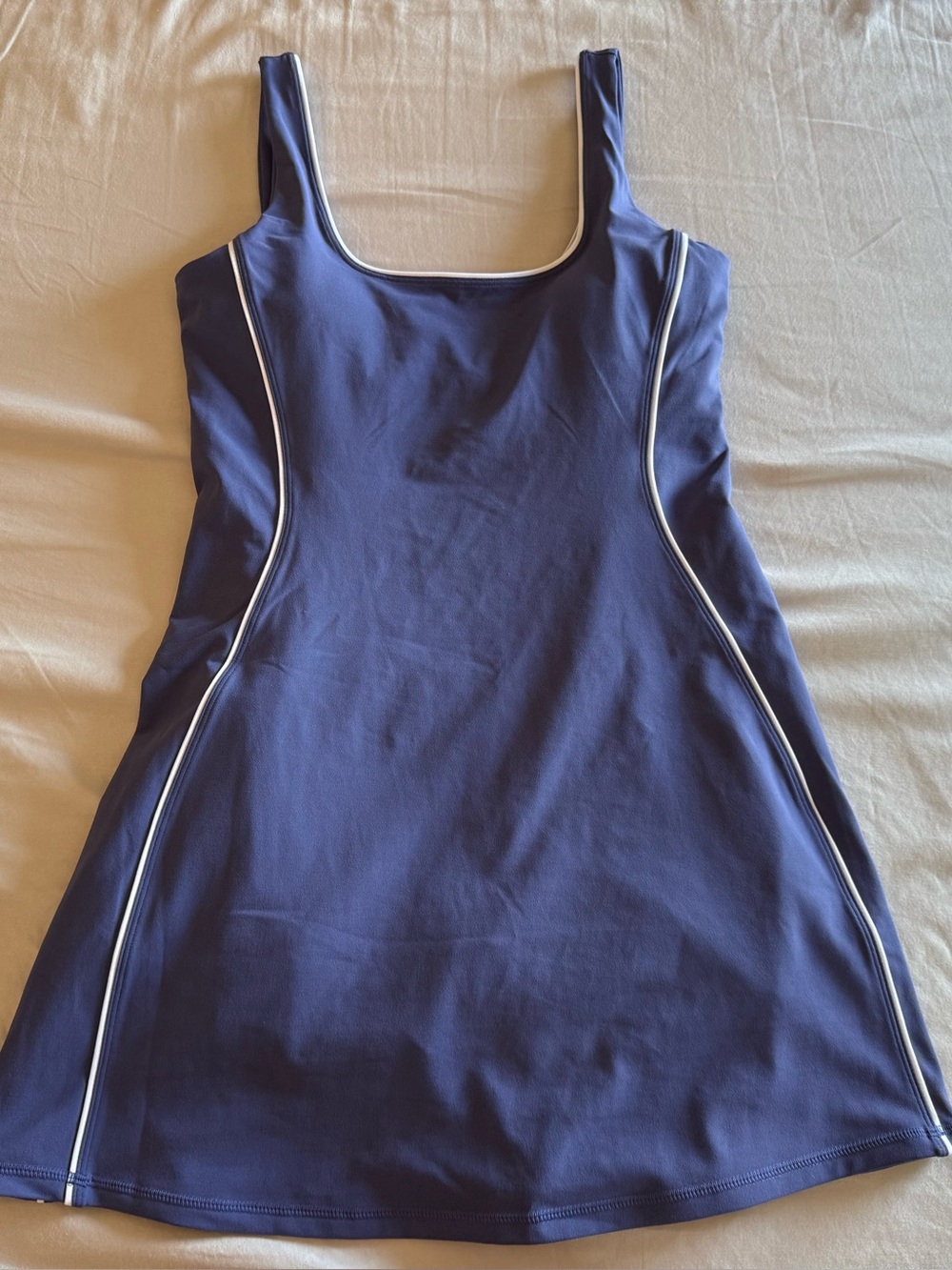 Fabletics Women's On The Go Classic Mini Dress Blue Dawn/Classic White Medium M - Picture 7 of 15